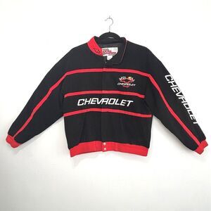 Nascar Mens Chevrolet Racing Bomber Jacket Large Champions Chevy Vintage Y2K 90s